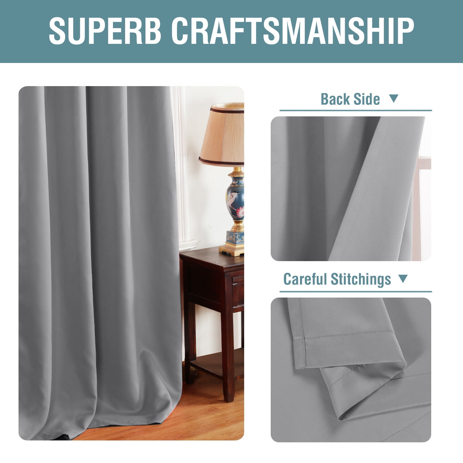 H,VERSAILTEX Blackout Small Window Curtains Energy Saving Solid Grommet Room Darkening Curtain Panel for Nursery (Dove Grey, 52" x 45", One Panel)