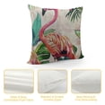 thumbnail image 4 of Chilfamy  Watercolor Flamingo Throw Pillow Covers Summer Tropical Green Palm Leaf Background Pillowcase Birds Square Home Sofa Outdoor Decor Cushion Cover ，Multi-Size, 4 of 5