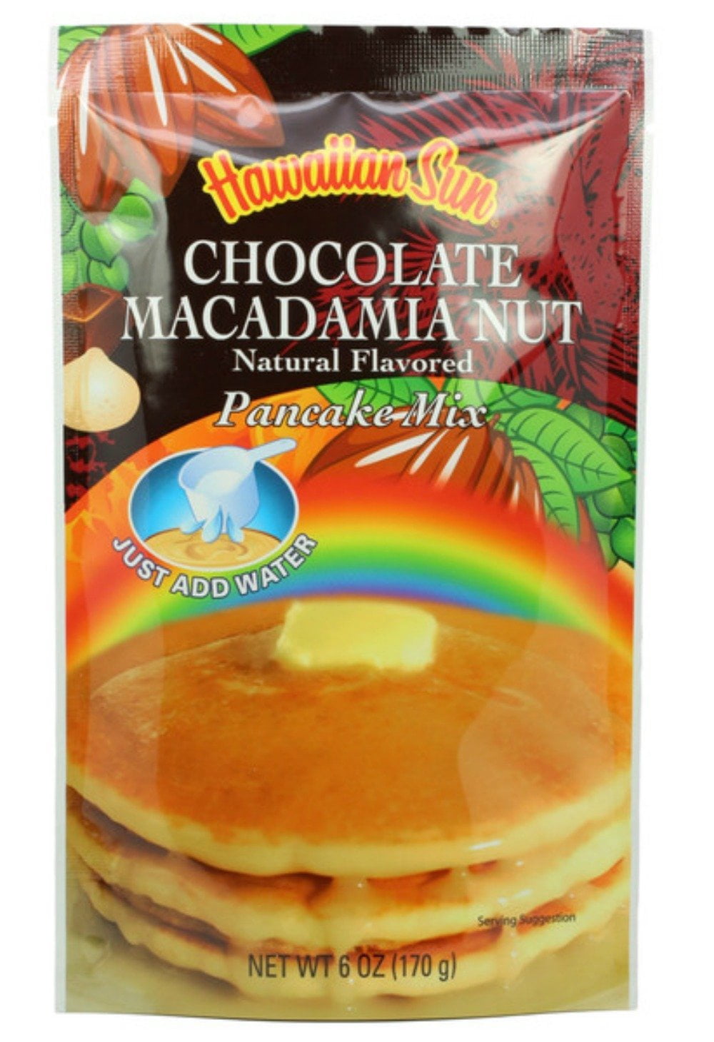 Hawaiian Sun 5 Pack Assorted Pancake Mix: Chocolate Mac, Passion Fruit, Banana Mac Nut, Coconut Pineapple.