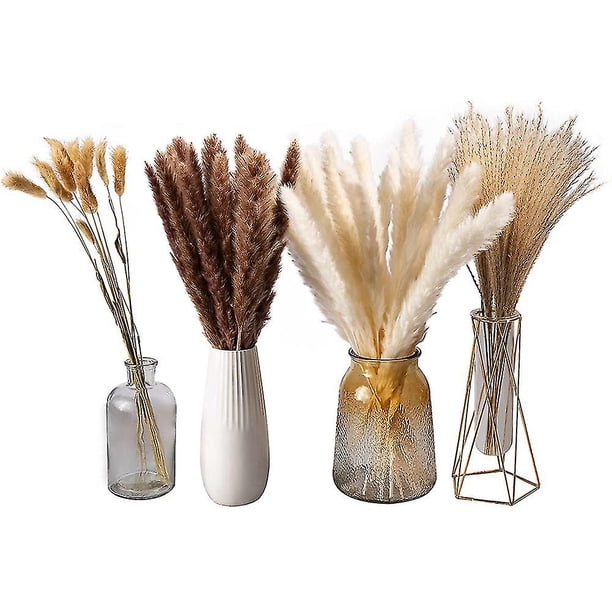 Pampas Grass Decoración Flores Secas, Conjunto De Ramo, Hierba De Pampas, Hierba De Conejo Boho Decoración Del Hogar Habitación W