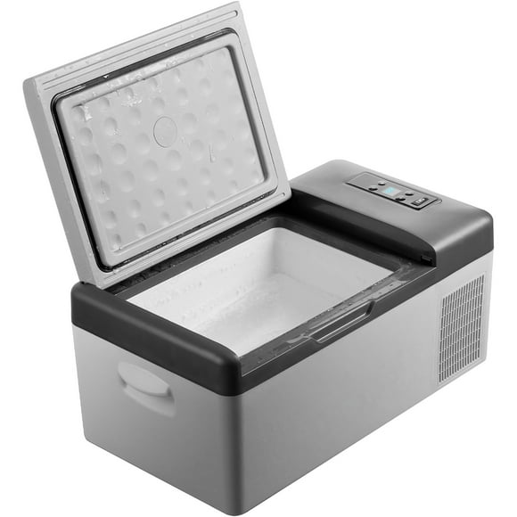 KFFKFF 12V Refrigerator 16 Quart, Compact Mobile Vehicle Fridge with Cooling Range of -4℉-68℉ & App Management 12/24V DC & 110-240V AC Electric Compressor Cooler for Trucks, RVs, Boats, Outdoor