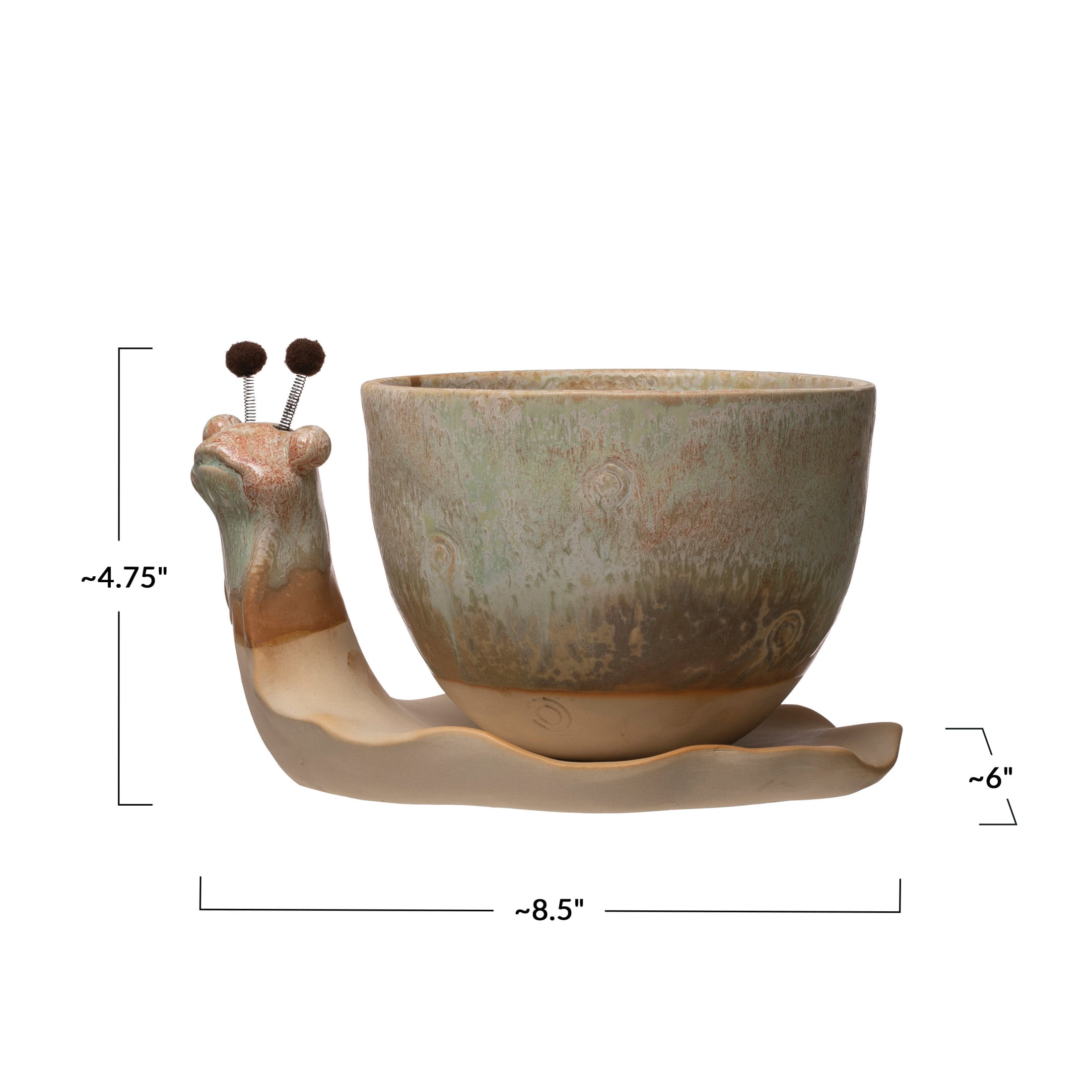 Creative Co-Op Decorative Stoneware Snail Planter with Reactive Glaze, Brown