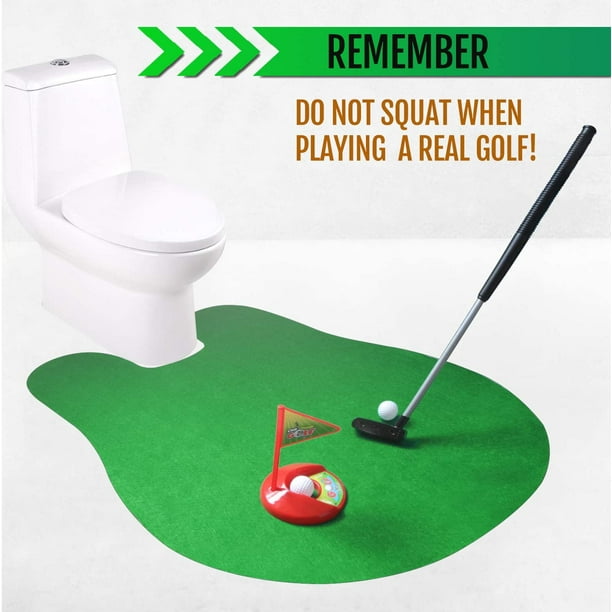 HTAIGUO Ensemble de jeu de putter pour pot de golf pour toilettes –  Pratiquez le mini golf dans n'importe quelle salle de bain/salle de bain –  Excellent temps de toilette Cadeaux amusants
