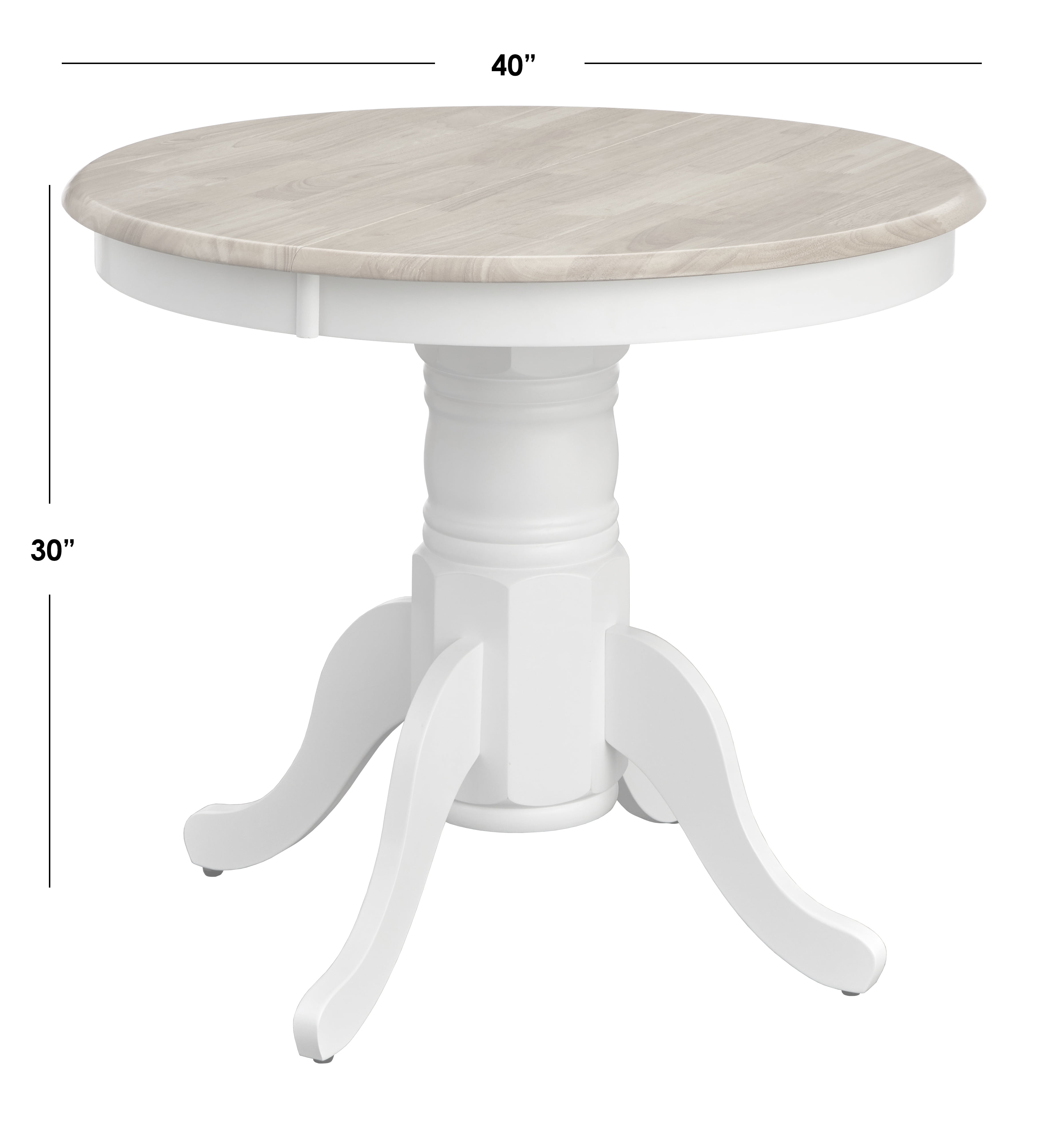 TMS Hermitage 40" Round Indoor Dining Table, Natural/White