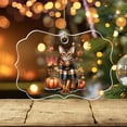 thumbnail image 3 of Hello Fall Abyssinian Scarf Welcome Autumn with Leaves Pumpkins Acrylic Benelux Ornament Cat Lover Kitten Owner Gifts Home Tree Decor - 00011, 3 of 4