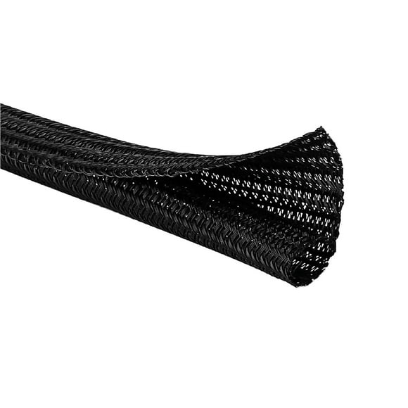 Kable Kontrol 200 Ft - 0.25" Inch Braided Cable Sleeve - Self Closing Split Wire Wrap Cord Hider Organizer Wire Loom Tubing Cover for Automotive, Industrial Cable Management - Black