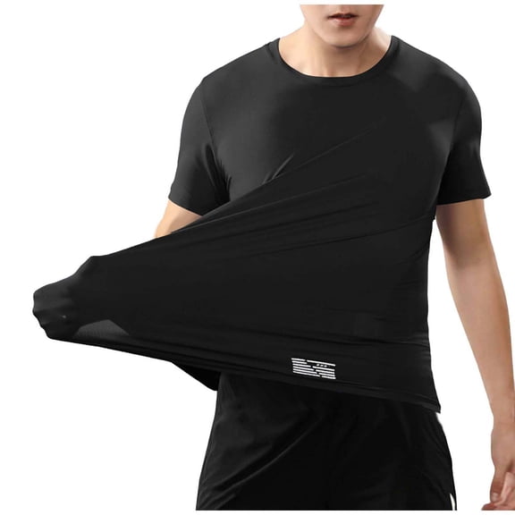 Bixock Shirts for Men,Men's Sport Shirts Short Sleeve Crew Neck Solid Color Stretch Running Training Summer Gym Workout Shirts