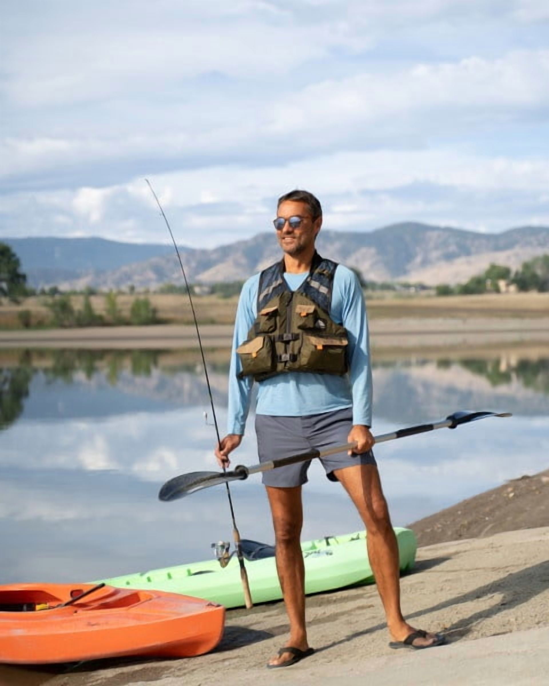 Ozark Trail Adult Unisex Fishing Vest with Quick-Release Buckles and Nylon Ripstop Fabric, L/XL, Green