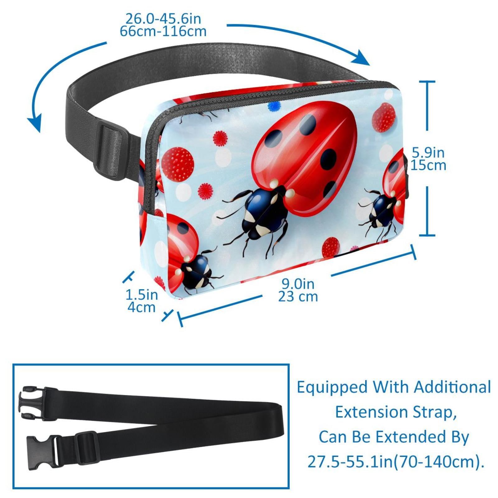 Seven-star ladybug Lightweight Adjustable Running Belt with Extension Strap - Unisex Fanny Pack Belt Bag