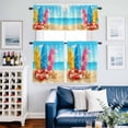 thumbnail image 2 of Welcome Summer Beach Kitchen Curtains Valances and Tiers Set of 3 Coastal Watercolor Blue Ocean Surfboard Starfish Tier Curtains and Valance with Rod Pocket for Small Windows, 27.5"x24", 2 of 9