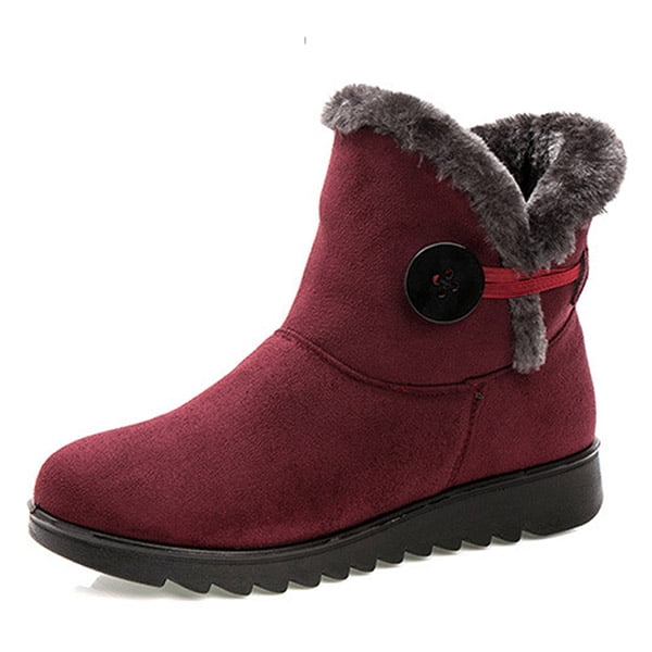 fur lined ankle snow boots