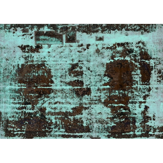 Ahgly Company Indoor Rectangle Patchwork Turquoise Blue Transitional Area Rugs, 7' x 9'