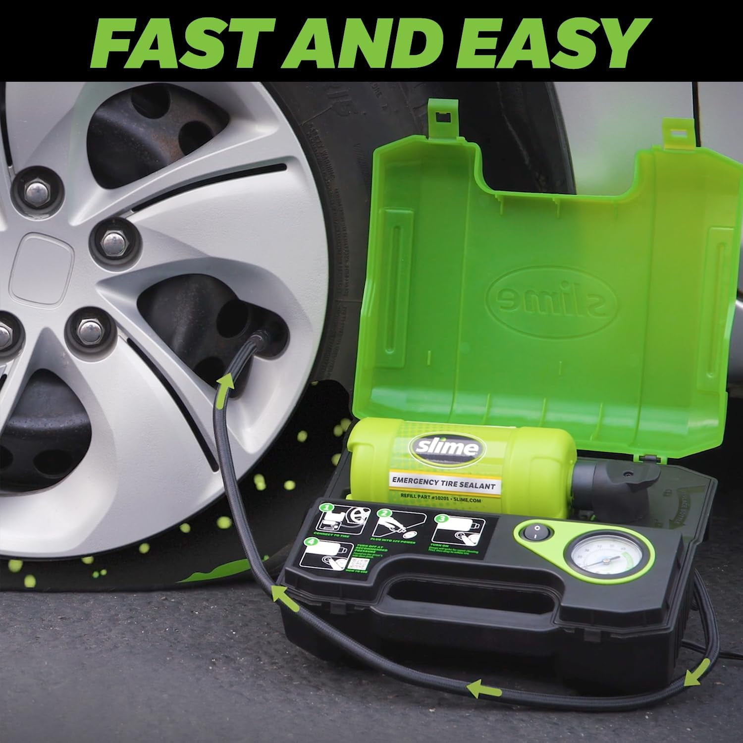 (3 pack) Slime Smart Spair Ultra Truck & Suv Flat Tire Repair Kit, 15 Minute Repair - 50159w