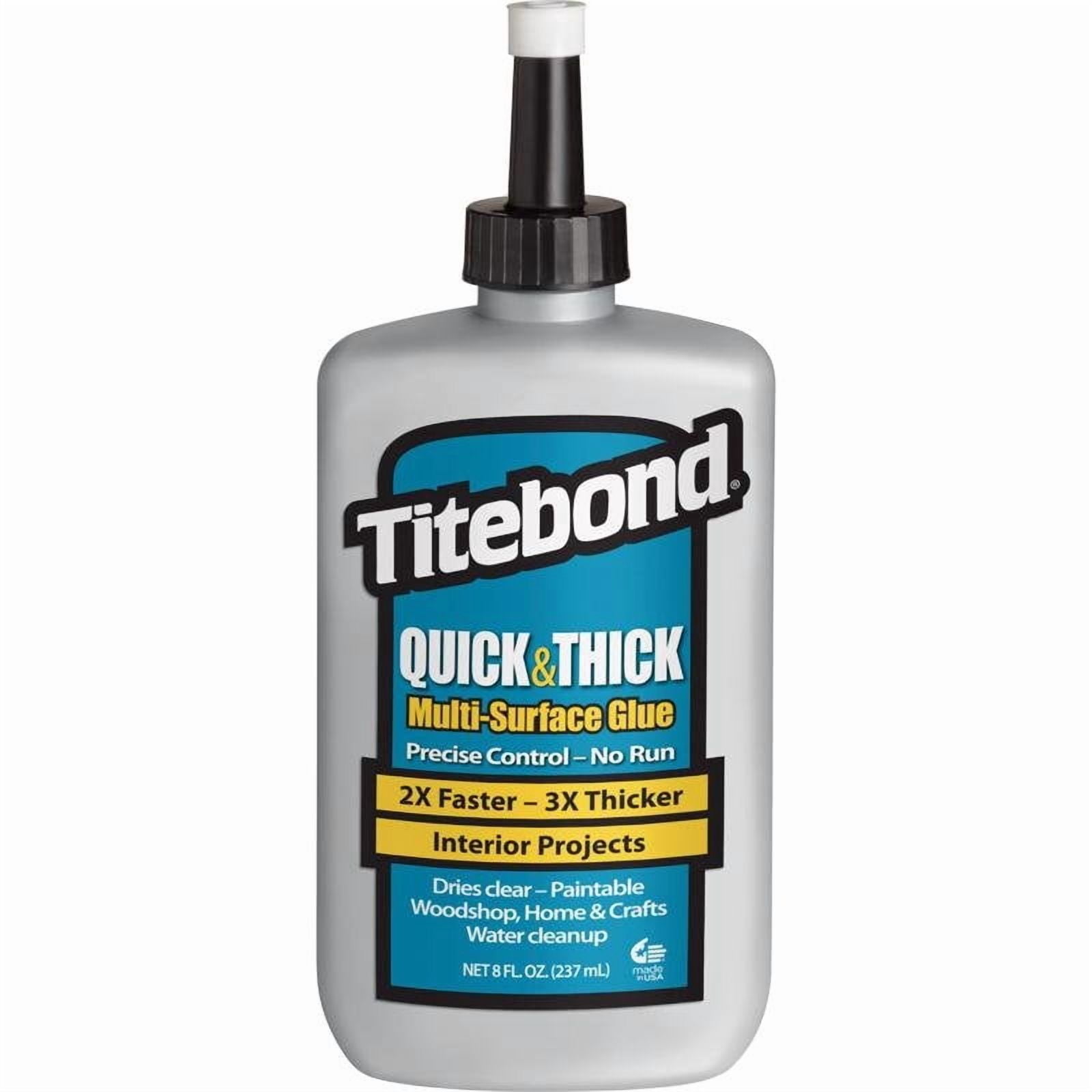 Titebond Quick & Thick Multi-Surface Glue 8 Oz. – PVA Adhesive for Wood, Ceramic, Pottery, Stone, Glass, Fabric & Crafts, Strong Tack, Dries Clear, Paintable – 2403
