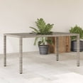 thumbnail image 1 of vidaXL Garden Table with Glass Top Grey 150x90x75 cm Poly Rattan, 1 of 5