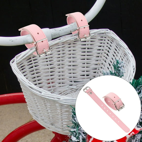Worgeous White Bike Basket Strap Made of Leather for Fixing Baskets on Bikes and Scooters Adjustable and