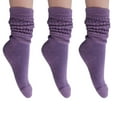 thumbnail image 6 of 3 Pairs Cotton Slouch Cotton Socks Extra Heavy and Extra Long Shoe Size 5-10 (Purple), 6 of 11