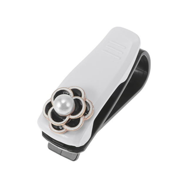 Clip para gafas de sol de coche Unique Bargains, clip de almacenamiento protector para gafas de sol universal para parasol, plástico blanco 6.5x3cm 1 Pcs