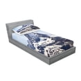 thumbnail image 2 of Ambesonne Nature Fitted Sheet & Pillow Sham Set, Glacier Summit Scenery, Twin, Blue White Black, 2 of 2