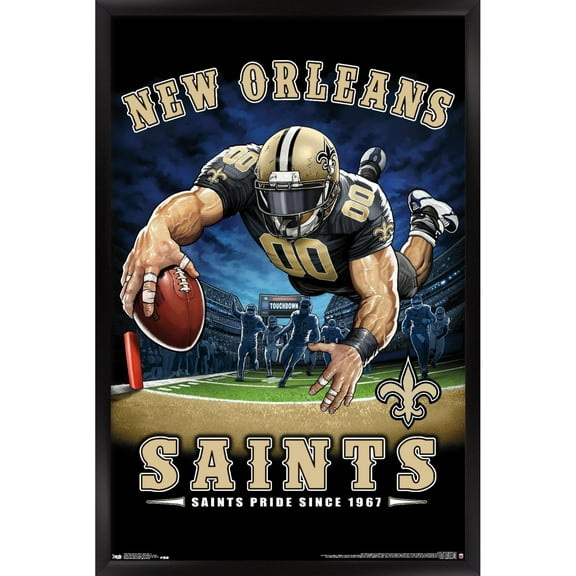New Orleans Saints 24.25'' x 35.75'' Framed Mascot Endzone Poster