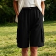 thumbnail image 5 of BADHUB Women's Long Shorts with 4 Pockets Knee Length Hiking Bermuda Shorts Lightweight Quick Dry Cargo Capris Black XXL, 5 of 6