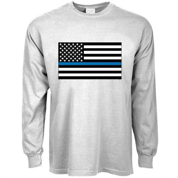 Blue Lives Matter Thin Blue Line T-shirt Long Sleeve Mens