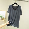 thumbnail image 2 of yillto Womens Casual Shirt Baggy Short Sleeve Lace V Neck Tee Soft Sleepwear Pajamas Tshirts Top, 2 of 3