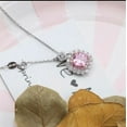 thumbnail image 4 of Gaspara Cushion Cut Lab Created Pink Sapphire & Diamond Women's Pendant 14K White Gold Plated, 4 of 4
