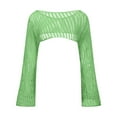 thumbnail image 5 of Ltctricy Women's Crochet Crop Tops Long Sleeve Boat Neck Hollow out See Through Cover Ups Knit Shrug Sweaters(Green,X-Large), 5 of 5