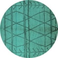 thumbnail image 1 of Ahgly Company Indoor Round Oriental Turquoise Blue Industrial Area Rugs, 4' Round, 1 of 4