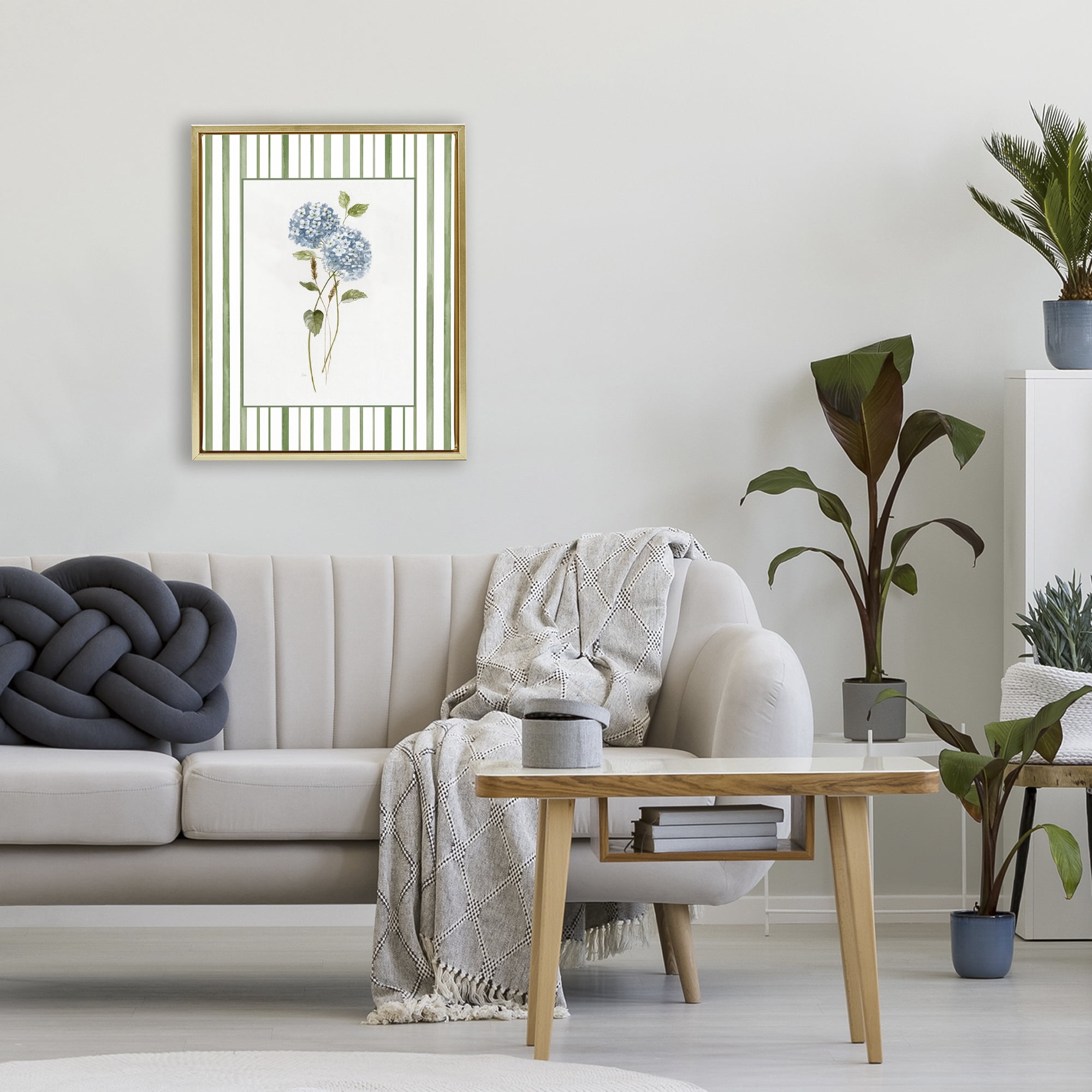 Stupell Industries Delicate Hydrangea & Dried Wheat Gold Framed Floater Canvas Wall Art, design by Nan