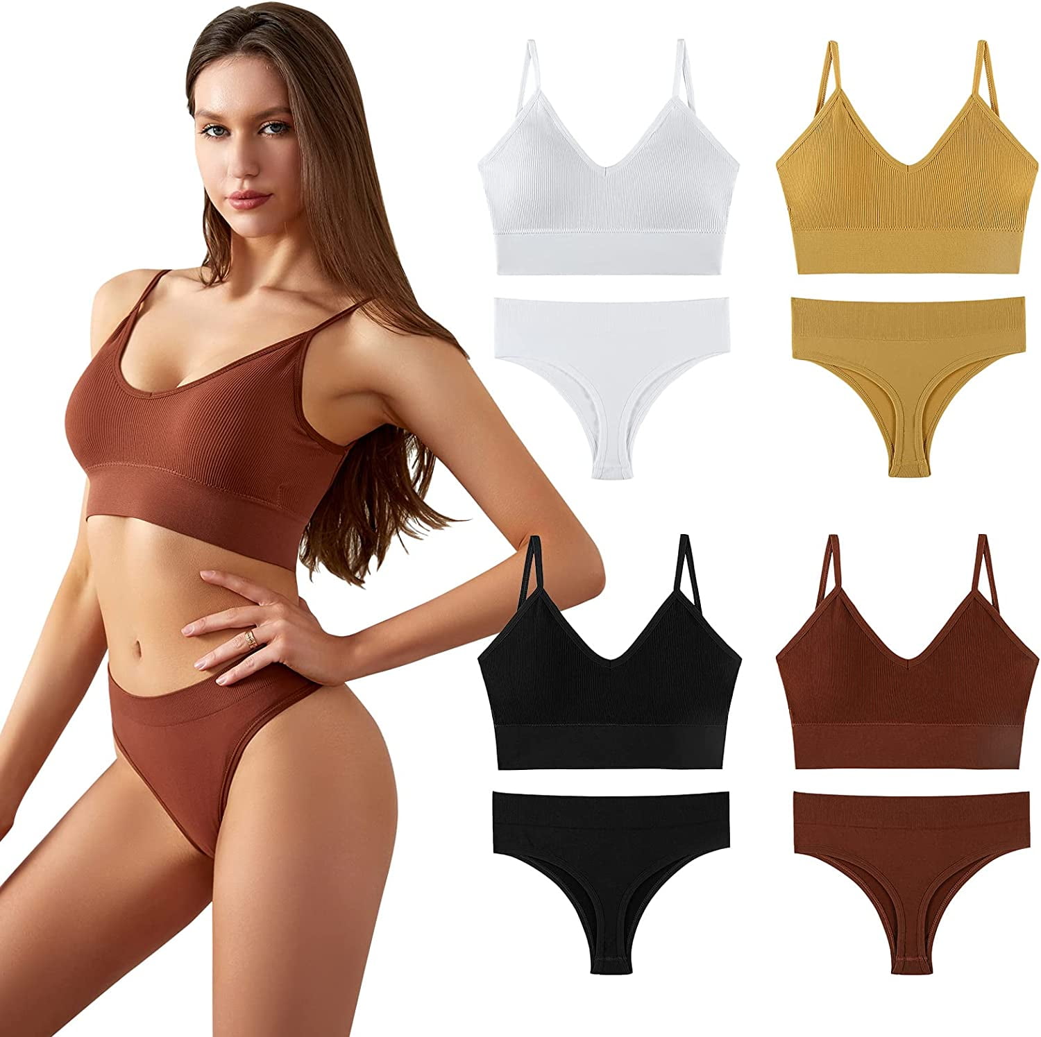 Panegy Women’s Athletic Lingerie Set Sport Bra and Panty Set Wirefree