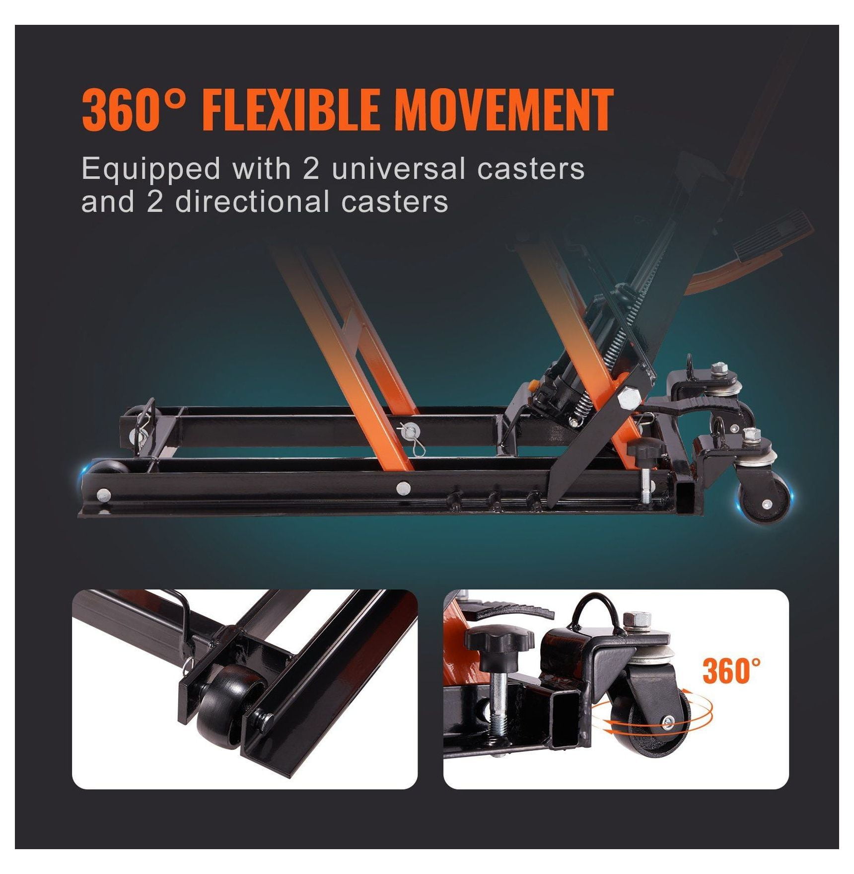 Hydraulic Motorcycle Jack Stand, 1500LB Capacity Scissor Lift for ATV/UTV, Foot-Operated with Wheels