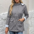thumbnail image 2 of wdsxpo Women Rain Jacket Lightweight Waterproof Raincoat Lined Outdoor Hooded Windbreaker Trench Coat Fashion Hoodies Outerwear, 2 of 4