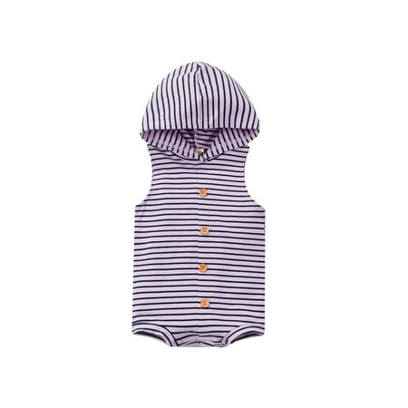 

jaweiw Newborn Baby Boys Girls Hooded Romper Infant Toddler Stripe Printed One Piece Bodysuit