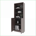 thumbnail image 2 of Classic Bookcase with 3-Tier Open Shelves & 2 Closed Doors | Stained Walnut | 41”H x 30”W x 38.25”D | Walnut | Particle Board, 2 of 8