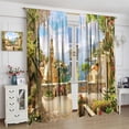 thumbnail image 4 of Italian Natural Scenery Country Curtain,Romantic Flowers Retro Town Landscape Print Window Drapes for Bedroom Living Room Kitchen Set 2 Panels,84x84 Inches, Style-8, 4 of 5