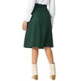 thumbnail image 3 of INSPIRE CHIC Women's Skirt High Elastic Waist A-Line Belted Fall Winter Midi Corduroy Skirt S Dark Green, 3 of 5
