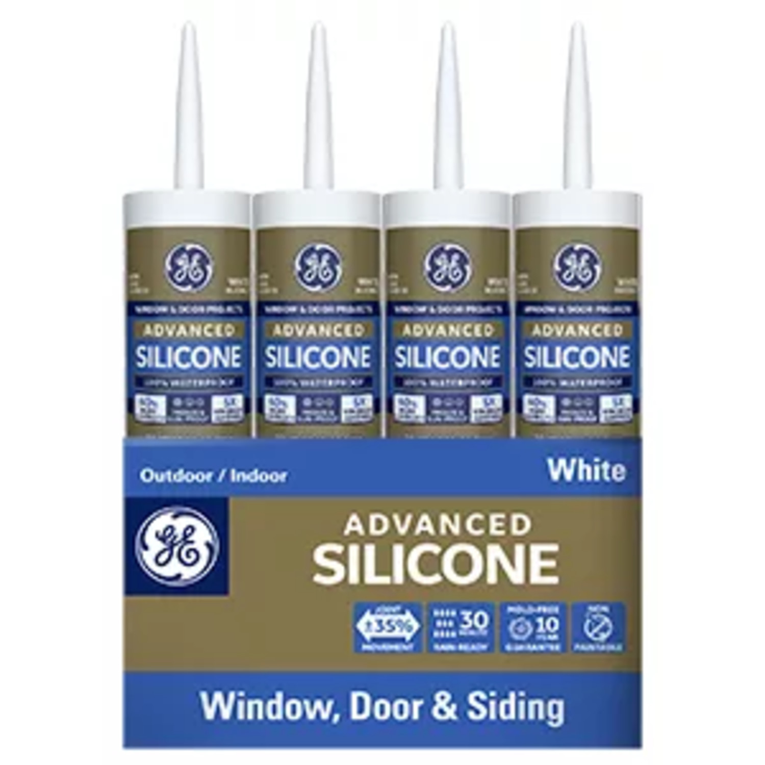 GE Advanced Silicone Window & Door Sealant, 1, White 10.1 oz Cartridge - image 3 of 12