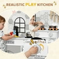 thumbnail image 6 of TLSUNNY Toddlers Wooden Play Kitchen, Pretend Kitchen Playset with Sink, Stove & 5 Cookware Accessories, Gift for Boys and Girls, 6 of 11