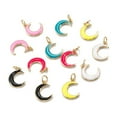 thumbnail image 1 of Real 18K Gold Plated Brass Enamel Pendants with Jump Rings Long-Lasting Plated Moon Mixed Color 14x11x2mm Hole: 3.5mm, 1 of 4