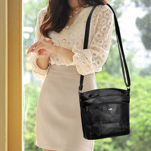 Soft Leather Messenger Bag Large Capacity Style Shoulder Bag for Men Women Durable Crossbody Bag