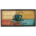 thumbnail image 2 of Kashi Home Kitchen Rug, Printed Area Rug, Durable Floor, Door Mat, Farmhouse Non-Slip Carpet Latex Backing Beautiful Design Espresso 3pc Set (2 18x30 D Shape & 1 20x40), 2 of 5