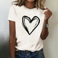 thumbnail image 4 of YueHuiYing Women's Round-Neck Heart-Pattern T-Shirt Cute and Casual Summer Short-Sleeved Valentine's Day Printed Loose T-shirt Tops, 4 of 7