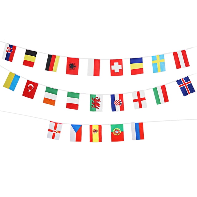 KAKOWELY Banderines con banderas de 24 países para la Eurocopa de fútbol, banderines nacionales para decoración de fiestas en bares y clubes.