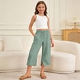 thumbnail image 2 of Byoo Girls Split Hem Capri Pants Drawstring Waist Beach Vacation Relaxed Fit Casual Cropped Trousers, 2 of 7