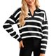 thumbnail image 2 of MHFRRA Camiseta Informal de Manga Larga a Rayas para Mujer, Cuello Redondo, Blusa Básica para Uso Diario, Vacaciones, Otoño e Invierno. Negro, 2 of 6