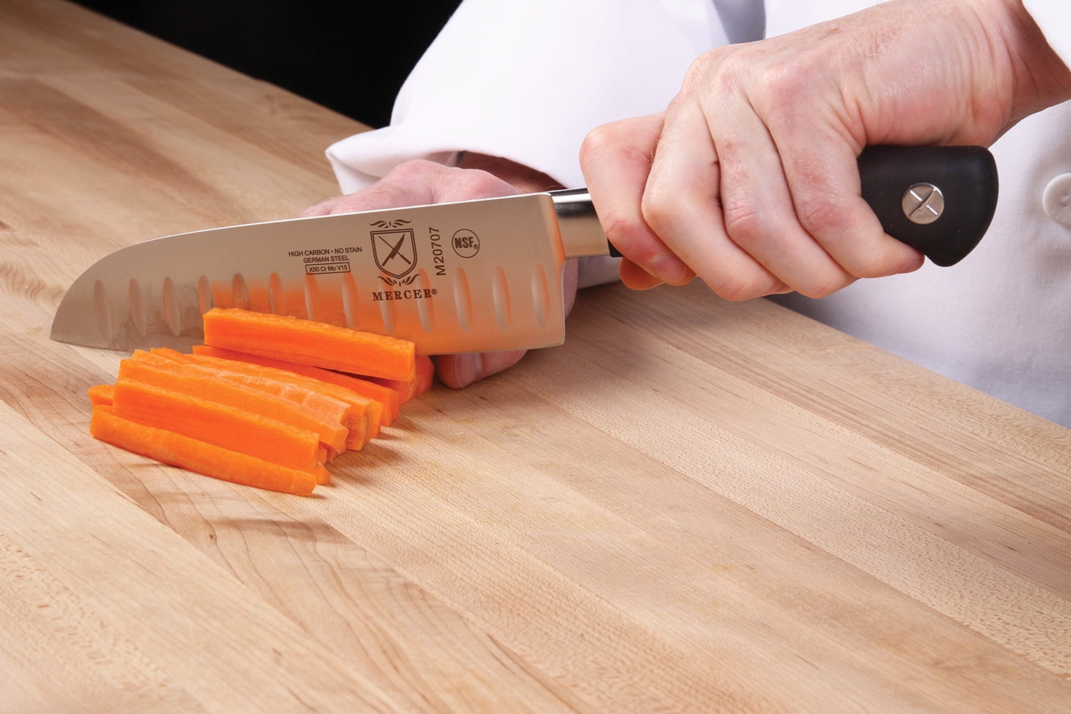 Mercer Culinary Genesis 7" Steel Santoku Knife, Black