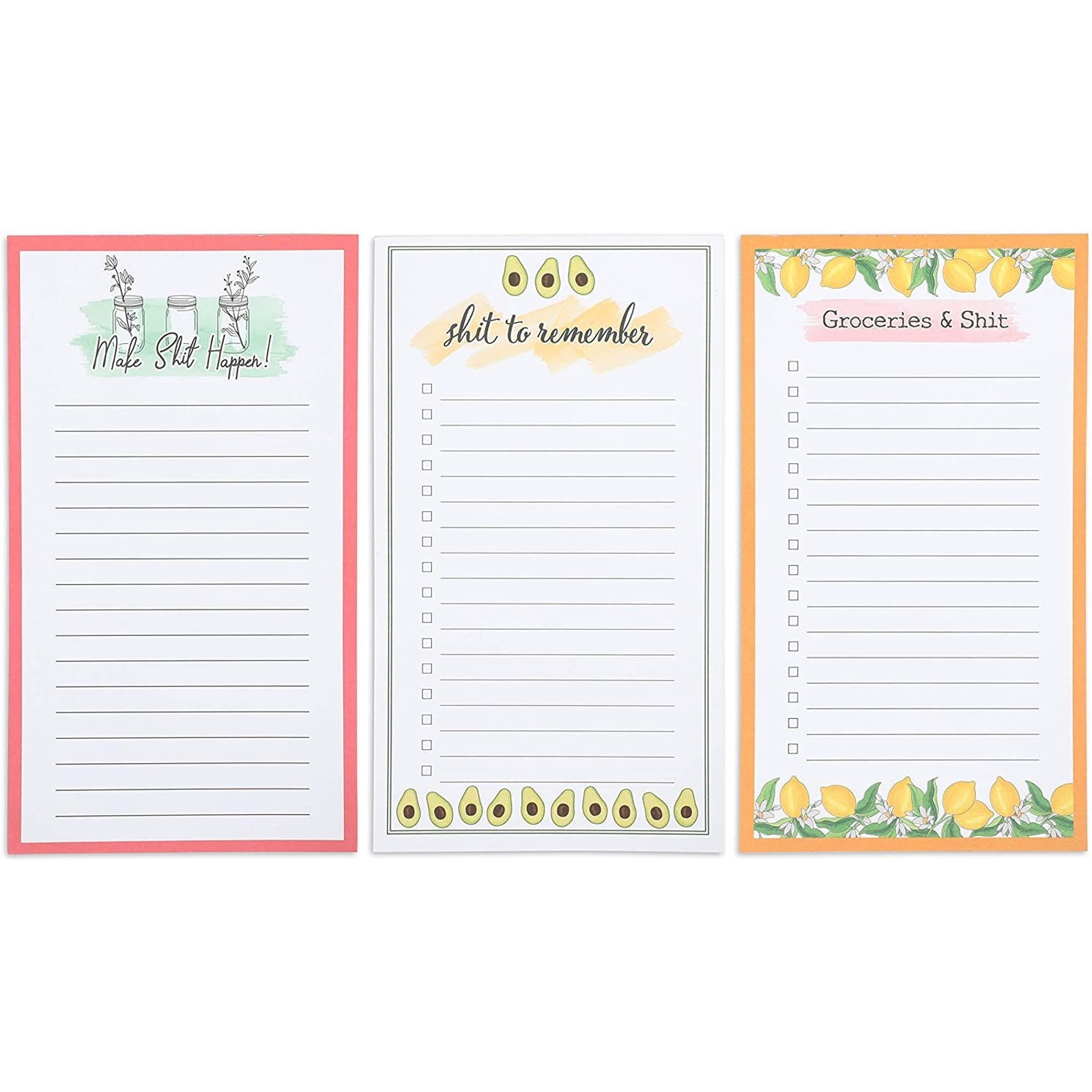 Kitchen Fridge Magnetic Memo Shopping Pad & Pencil blue or cream with flowers 