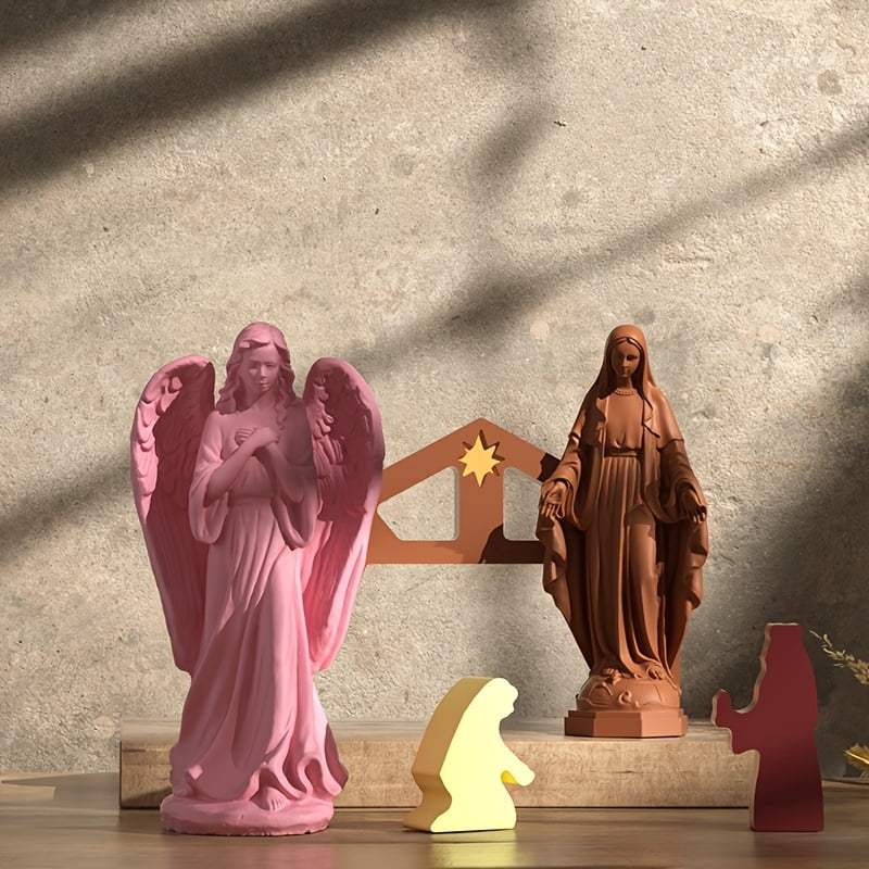 2PCS-European Statue Candle Mold - 3D Virgin Mary Praying Woman Silicone Mold - Great for Resin, Concrete, Plaster and Epoxy - Home Decor Wax Tools